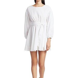 The Andamane Doina Fit Flare Dress White S Small Swiss Dot Puff Sleeve NWT